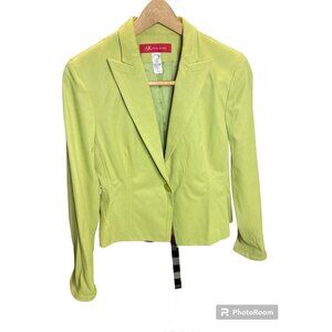 Anne Klein Bright Lime Green Single Button Blazer Jacket Sz MP